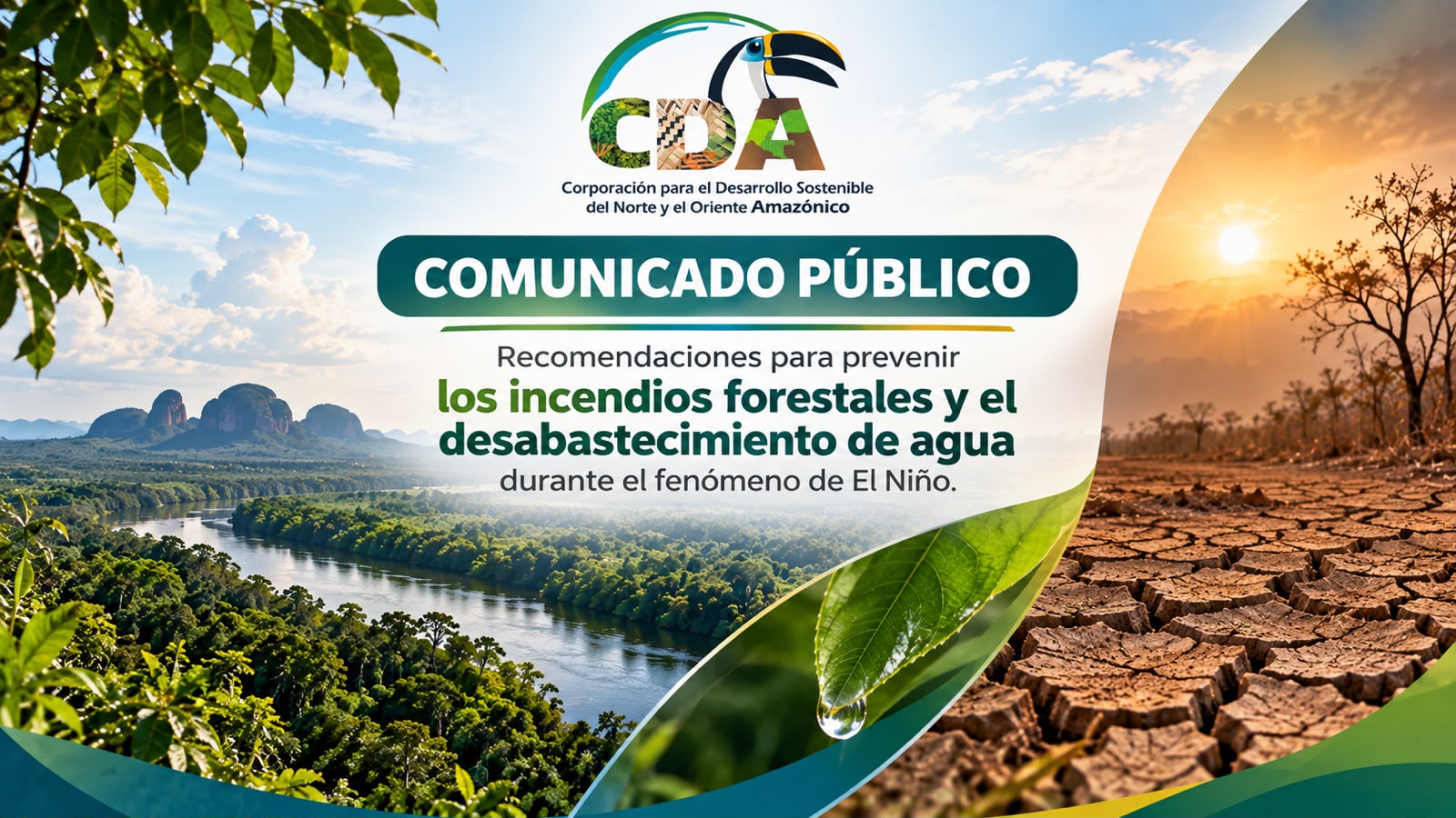 Gráfica alusiva a RECOMENDACIONES PARA PREVENIR LOS INCENDIOS FORESTALES Y EL DESABASTECIMIENTO DE AGUA DURANTE EL FENÓMENO DE EL NIÑO.
