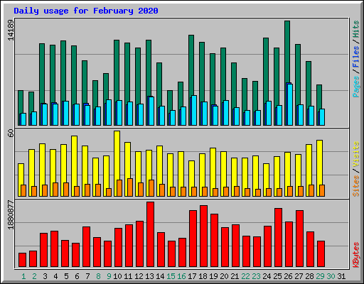 Daily usage for February 2020